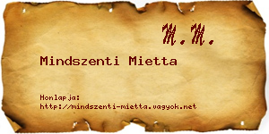 Mindszenti Mietta névjegykártya